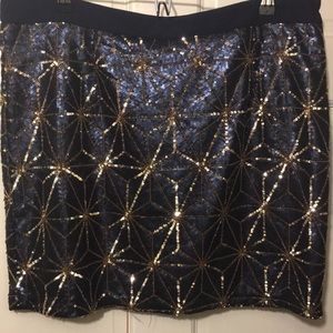 Navy and Gold Sequined Skirt